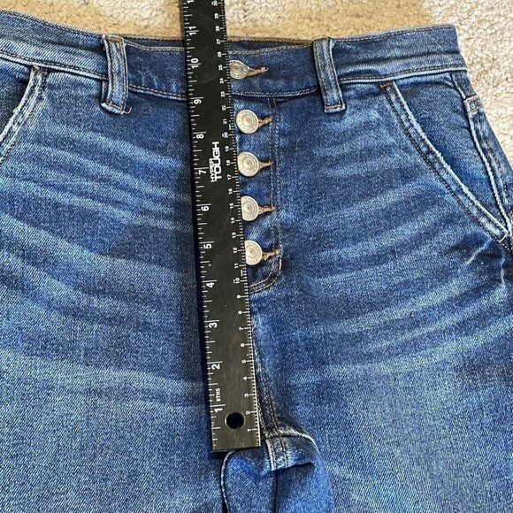 American Eagle Mom Jeans Denim Size 0 XL Button Fly Relaxed Fit Cropped Raw Hem - Picture 6 of 15